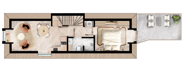Floorplan - Bloemgracht 24D, 1015 TJ Amsterdam